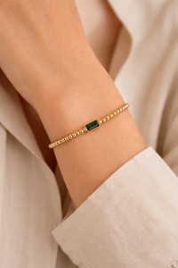 Bratara placata cu aur din inox elastica Golden Beads, 2, ibucork.ro
