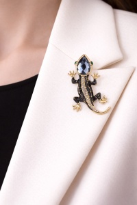Brosa eleganta Salamandra cu cristale si email, 3, ibucork.ro