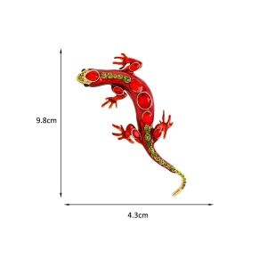 Brosa statement Red Lizard cu email si cristale, 4, ibucork.ro