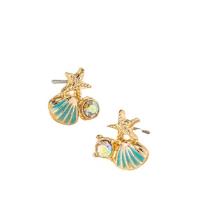Cercei placati cu aur Blue Starfish 37669 Ibucork.ro