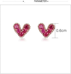 Cercelusi cu surub si cristale Love - fuchsia, 4, ibucork.ro