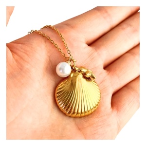 Colier placat cu aur Shell Pearl 37539 Ibucork.ro