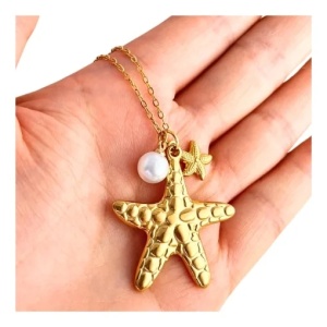 Colier placat cu aur Starfish Pearl - Img 3