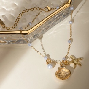 Colier placat cu aur Summer Pearls, 5, ibucork.ro