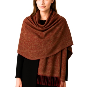 Esarfa casmir jacquard caramiziu, 2, ibucork.ro