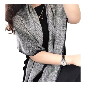 Esarfa din satin alb negru 35929 Ibucork.ro