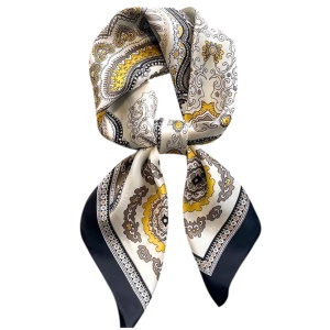 Esarfa patrata din satin Yellow and Beige 36549 Ibucork.ro