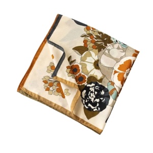Esarfa patrata din satin Orange Flower 35959 Ibucork.ro