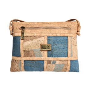 Geanta dama crossbody din pluta Blue Patchwork - Img 1