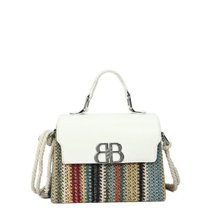 Gentuta crossbody din rafie Colored