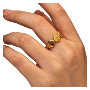 Inel deschis placat cu aur Shells 37569 Ibucork.ro