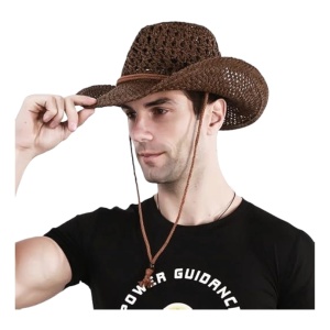 Palarie din rafie tip Cowboy 37329 Ibucork.ro