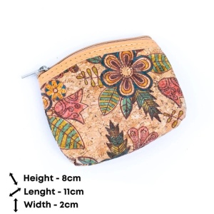 Portmoneu din pluta natural multicolor - Flowers 32779 Ibucork.ro