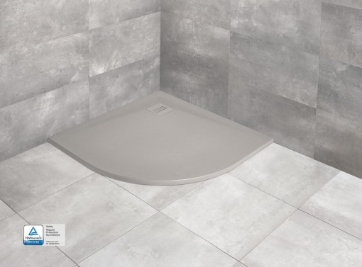 Cadita dus semirotunda compozit Radaway Kyntos A 90x90x3 cm, gri cemento