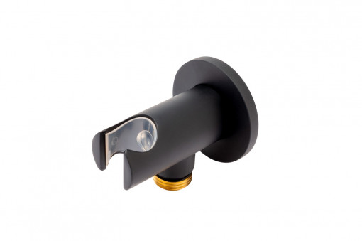 Cot conector dus pentru baterie incastrata, FDESIGN Inula, cu suport dus, negru
