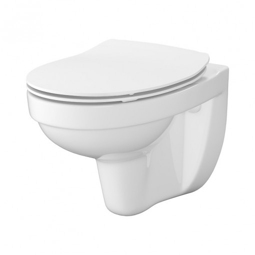 Set B470 Vas wc suspendat Cersanit CERSANIA SimpleOn, capac duroplast, inchidere lenta, slim, demontare rapida