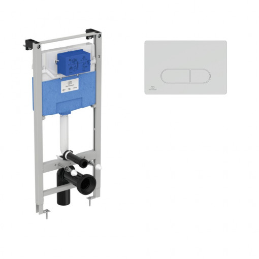 Set rezervor incastrat cu cadru Ideal Standard ProSys 12 cm, clapeta Oleas M1 crom, set fixare