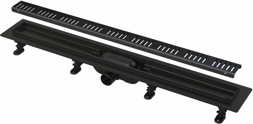 Set rigola dus cu capac negru mat Alcadrain APZ10black Simple 85 cm