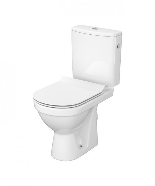 Vas wc pe pardoseala Cersanit Zip 780 Simple On 010 cu rezervor si capac slim duroplast, inchidere lenta, demontare rapida