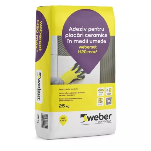 Adeziv gresie si faianta Weber H20 Max2, gri, 25 kg