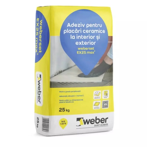 Adeziv gresie si faianta Weber EX25 Max2, gri, 25 kg