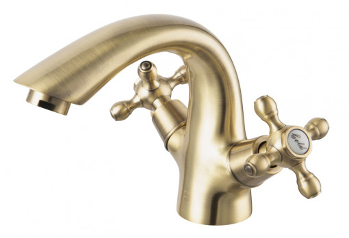 Baterie lavoar FDESIGN Lacrima cu ventil click-clack, bronz