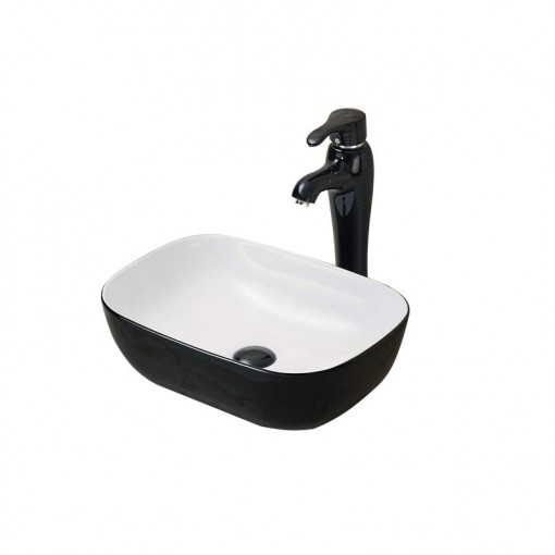 Lavoar pe blat Fluminia Crius 45.5x32x13.5 cm, negru&alb