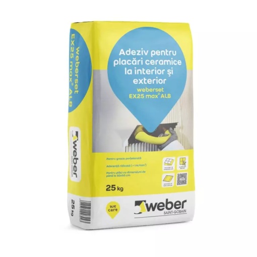 Adeziv gresie si faianta Weber EX25 Max2, alb, 25 kg