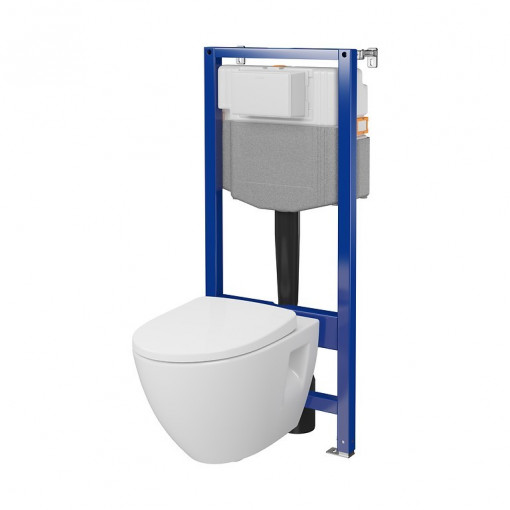 Set rezervor cu cadru Cersanit C35 AQUA 50 MECANIC, vas wc suspendat MODUO PLUS CleanON, capac softclose