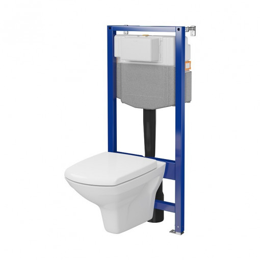 Set rezervor cu cadru Cersanit C37 AQUA 50 MECANIC, vas wc suspendat CARINA CleanON, capac softclose