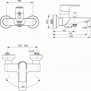 Baterie cada/dus Ideal Standard Connect Air, crom - Img 2