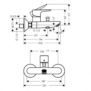 Baterie cada Hansgrohe Talis E, alb mat - Img 2