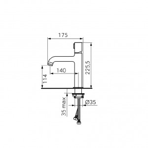 Baterie lavoar FDESIGN Meandro cu ventil click-clack, crom - Img 2