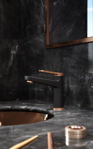 Baterie lavoar FDESIGN Seppia cu ventil click-clack, negru-roz auriu - Img 2