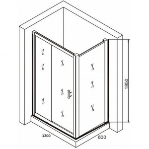 Cabina dus dreptunghiulara Belform Grid, usa culisanta, 120x80 cm, crom - Img 3