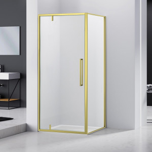 Cabina dus patrata Belform Fortuna, usa batanta, 80x80 cm, profil auriu