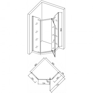 Cabina dus pentagonala Belform Maze, usa batanta dreapta, 80x80 cm, crom - Img 2