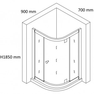 Cabina dus semirotunda Belform Clear, usa batanta, 90x70 cm, crom - Img 3