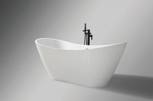 Cada baie freestanding Cara Line, acril, riflata, 170x75 cm, alb lucios - Img 2