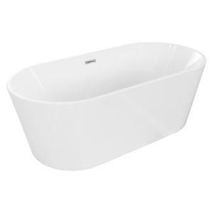 Cada baie freestanding Foglia Ovale, cu preaplin si sifon inclus, 150x75 cm, alb - Img 6