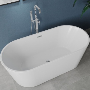 Cada baie freestanding Foglia Ovale, cu preaplin si sifon inclus, 170x75 cm, alb - Img 2
