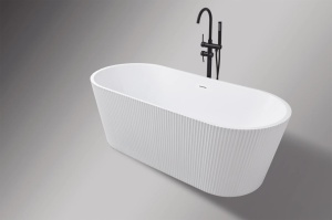Cada baie freestanding Taya, acril, riflata, alb lucios - Img 2
