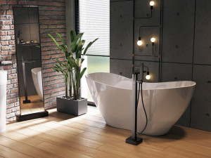 Cada freestanding compozit Besco Viya alba 160x70 cm  - Img 5