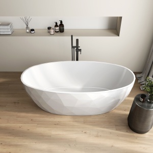 Cada freestanding compozit Foglia Ovale 3D, 167x82 cm, alb lucios - Img 4