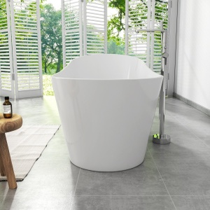 Cada freestanding compozit Foglia Viva, 170 x 73 cm, ovala, alb lucios - Img 4