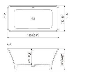 Cada freestanding dreptunghiulara, compozit alb lucios, 150x76.2x62.5 cm, Foglia Minerva - Img 3
