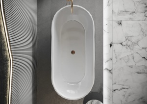 Cada freestanding Miraggio Sapfire compozit 165x76 cm alb lucios - Img 4