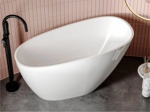 Cada freestanding Miraggio Valeria compozit 140x74 cm alb lucios - Img 3
