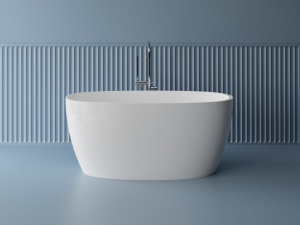 Cada freestanding ovala, compozit alb lucios, 140x70x61.5 cm Foglia Nova