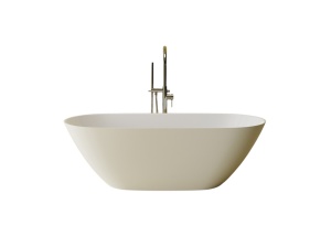 Cada freestanding ovala, compozit alb mat, interior lucios, 160x70x50 cm, Foglia Essence - Img 2